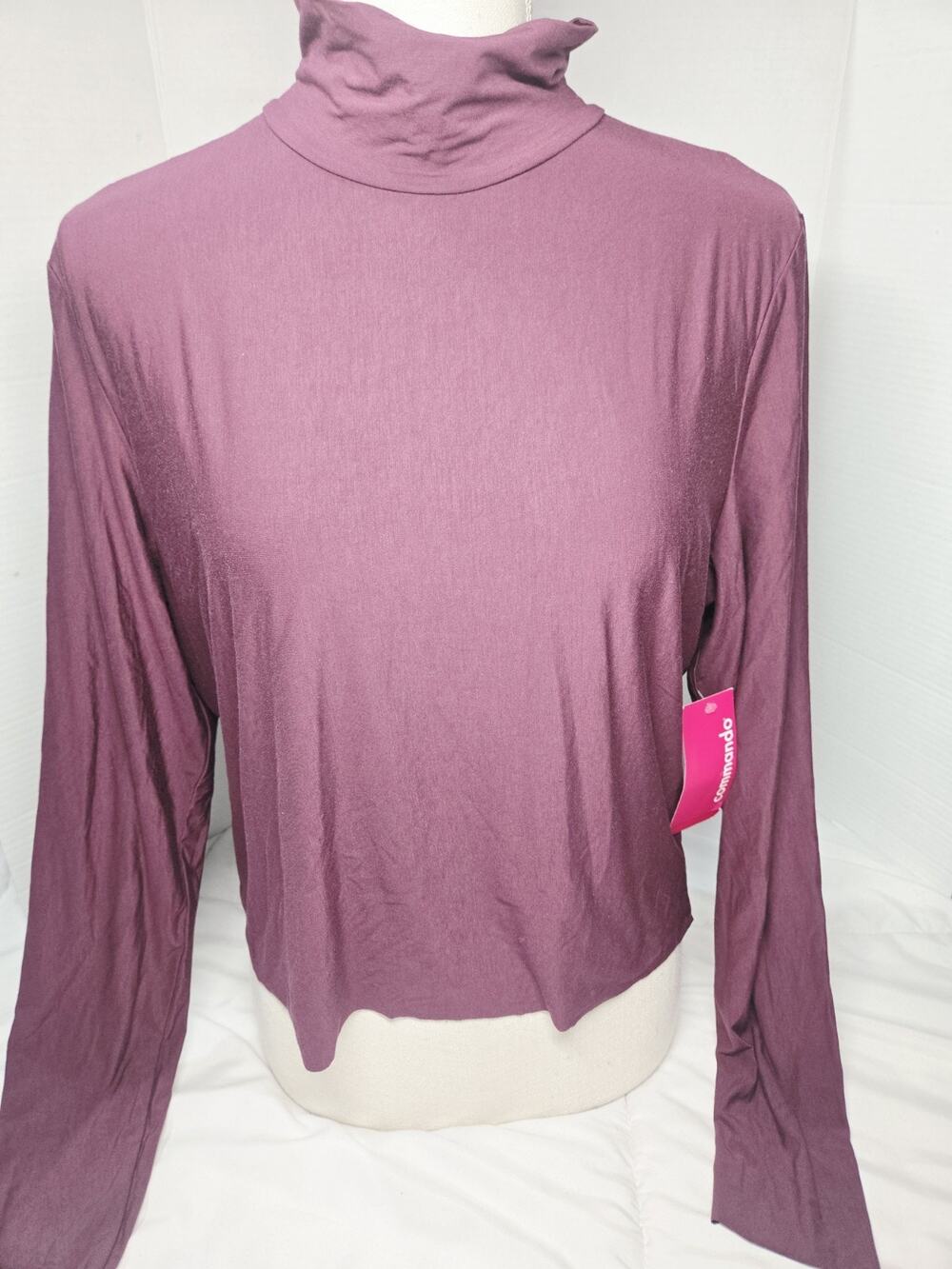 NEW Commando Sz XL Butter Long-Sleeve Oversized Tee Purple Turtleneck USA Made